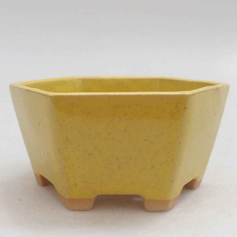 Keramik-Bonsaischale 11 x 10 x 5 cm, Farbe gelb