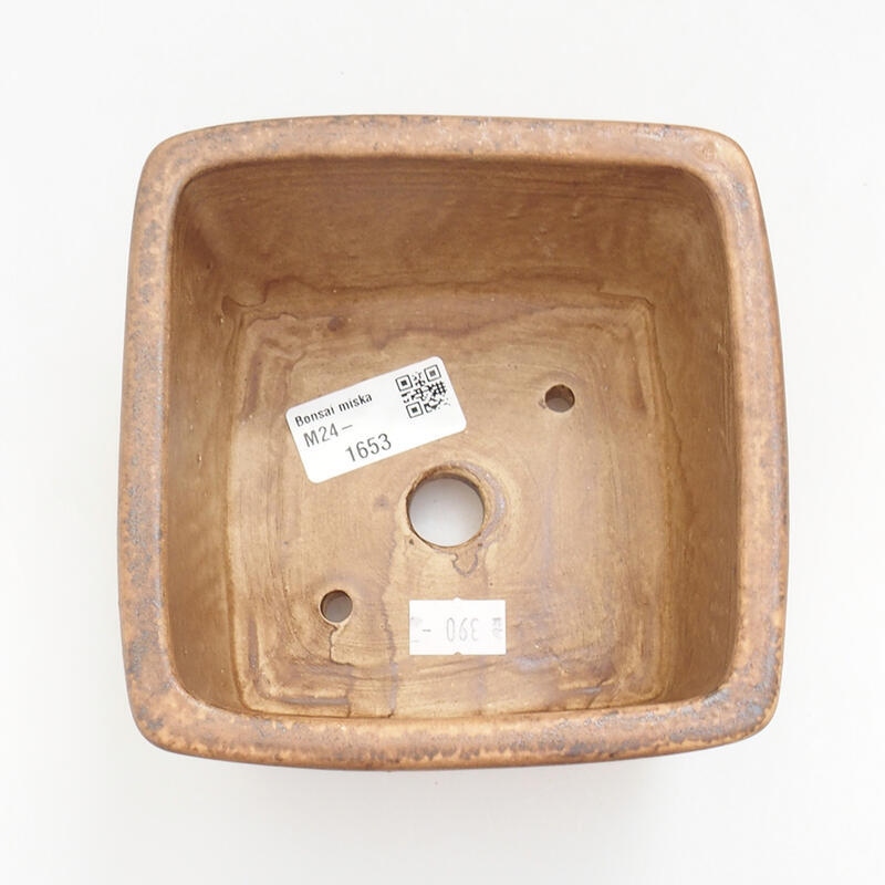 Keramik-Bonsaischale 11 x 11 x 8 cm, Farbe braun
