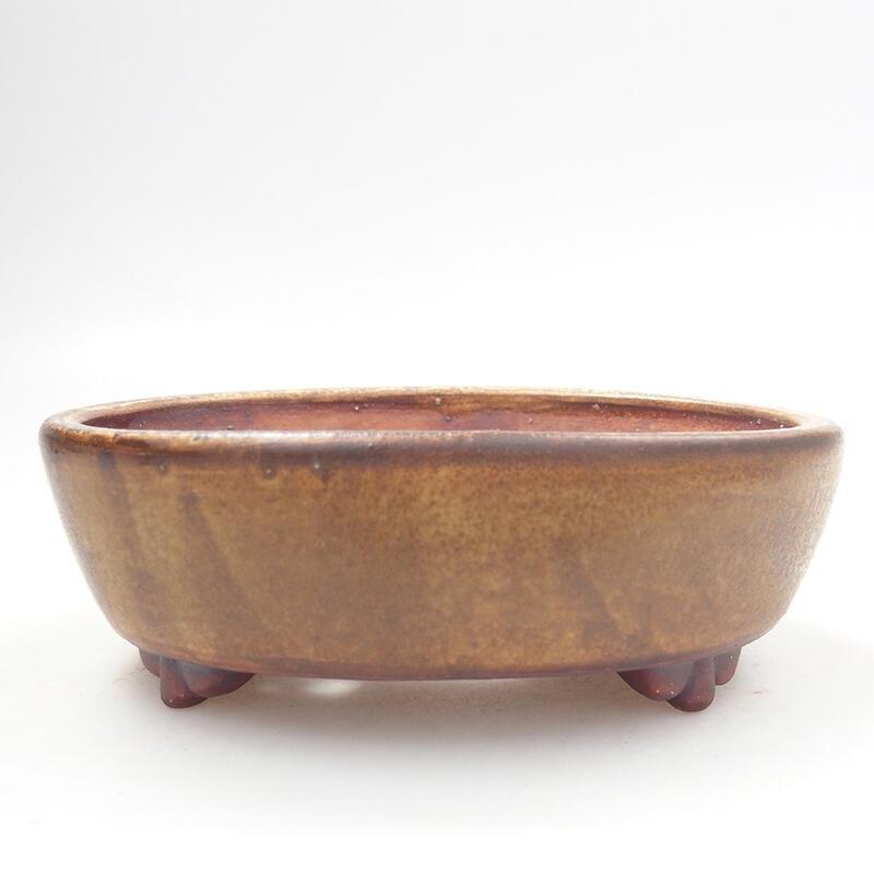 Keramik-Bonsaischale 12,5 x 10,5 x 4 cm, Farbe braun