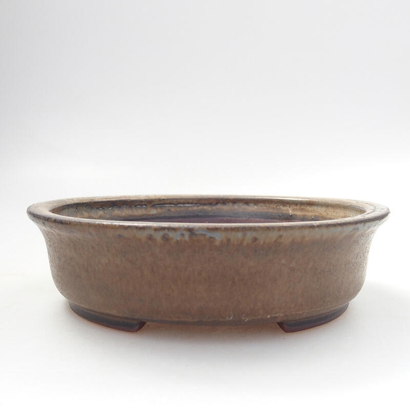 Keramik-Bonsaischale 12,5 x 12 x 3,5 cm, Farbe braun
