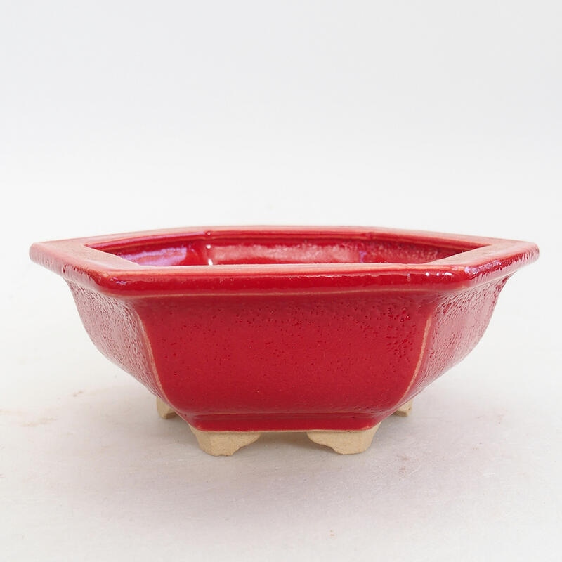 Keramik-Bonsaischale 12 x 11 x 4,5 cm, Farbe Rot