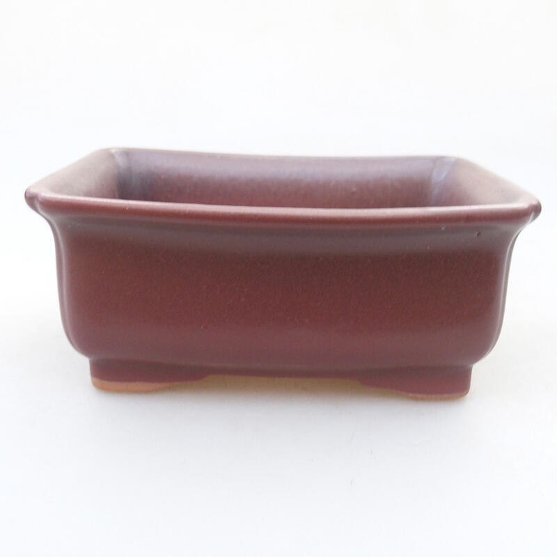 Bonsaischale aus Keramik 12 x 9,5 x 4,5 cm, weinrot