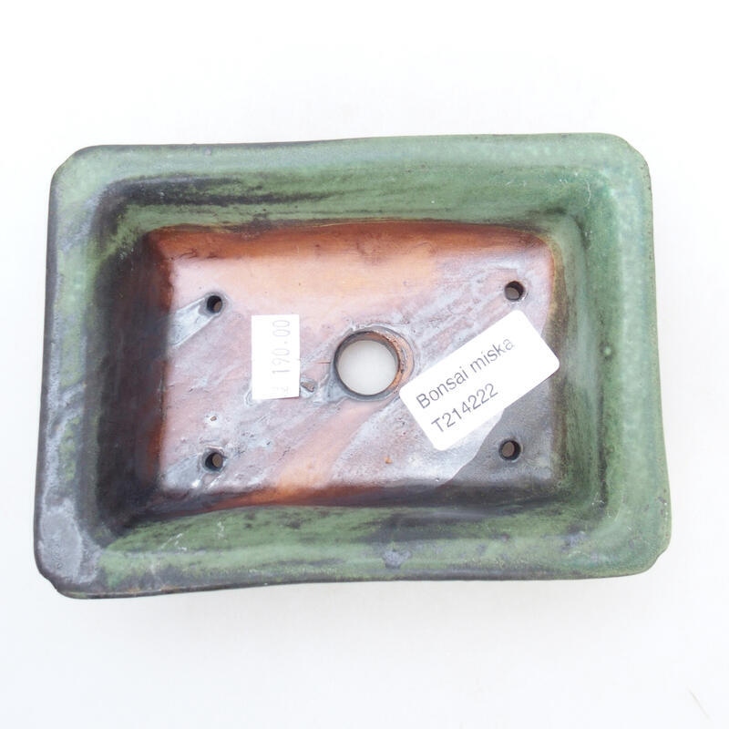 Bonsaischale aus Keramik 13,5 x 10 x 4 cm, Farbe grau-grün