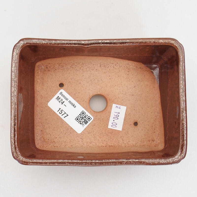 Keramik-Bonsaischale 13 x 9,5 x 5 cm, Farbe braun