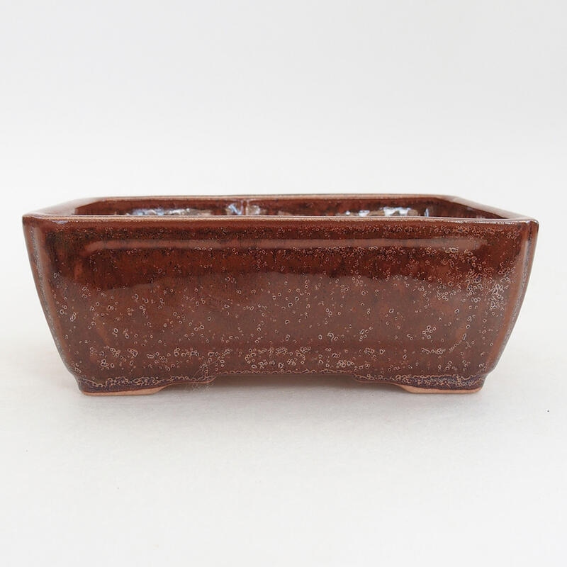 Keramik-Bonsaischale 13 x 9,5 x 5 cm, Farbe braun
