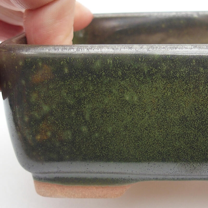 Keramik-Bonsaischale 14,5 x 11 x 5 cm, Farbe grün