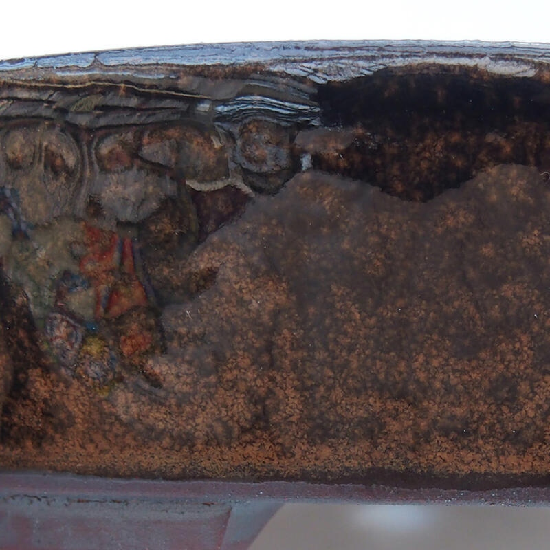 Keramik-Bonsaischale 14,5 x 13,5 x 4 cm, Farbe schwarzbraun