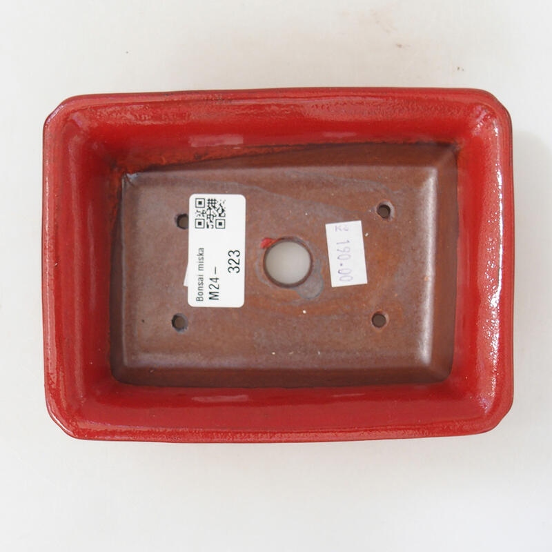 Keramik-Bonsaischale 14 x 10,5 x 4 cm, Farbe Rot