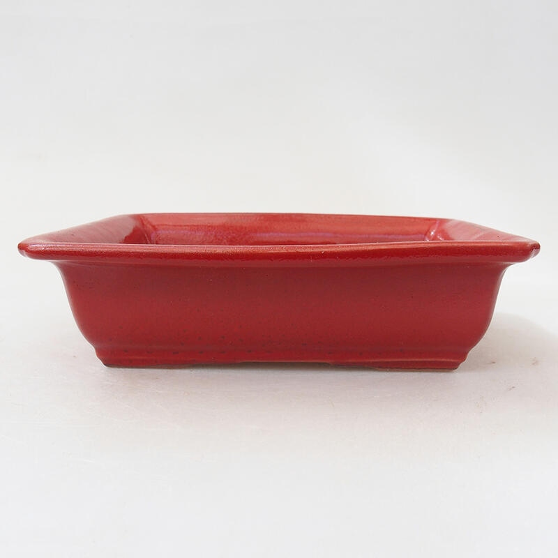 Keramik-Bonsaischale 14 x 10,5 x 4 cm, Farbe Rot