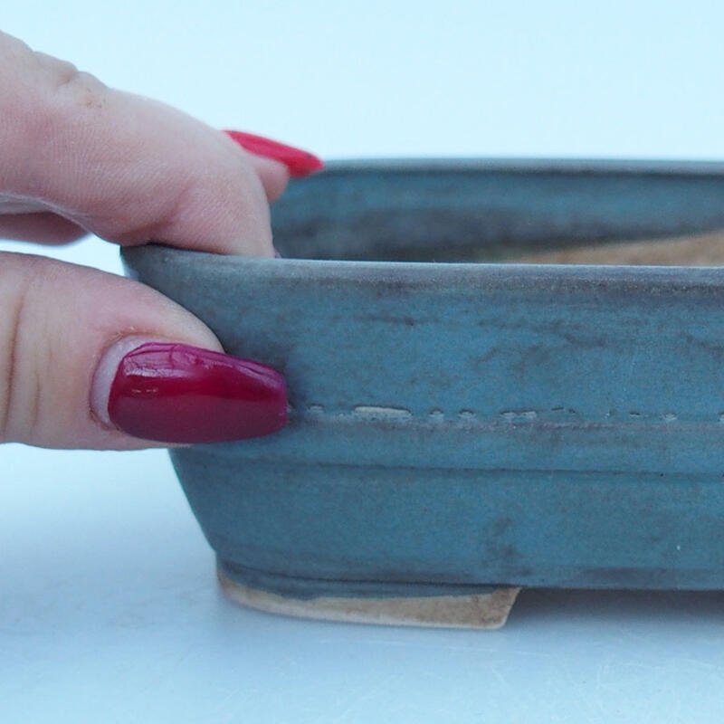 Keramik-Bonsaischale 14 x 11,5 x 4,5 cm, Farbe Blau