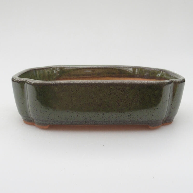 Keramik-Bonsaischale 15,5 x 11 x 4 cm, Farbe grün