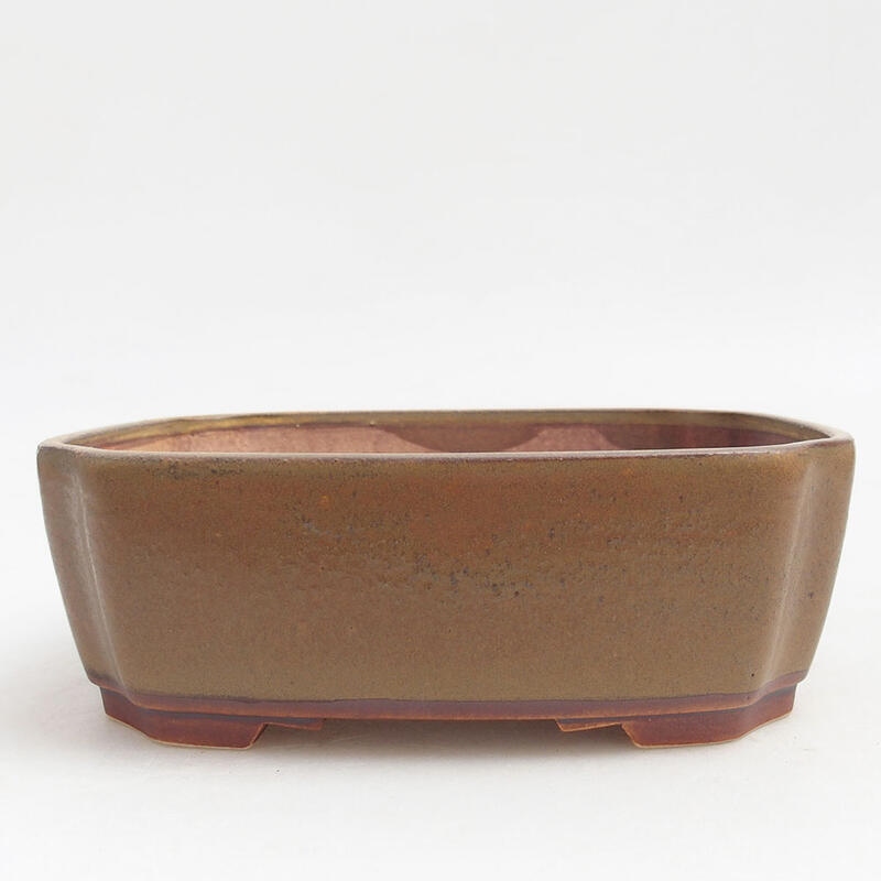 Keramik-Bonsaischale 17,5 x 14,5 x 5,5 cm, Farbe braun