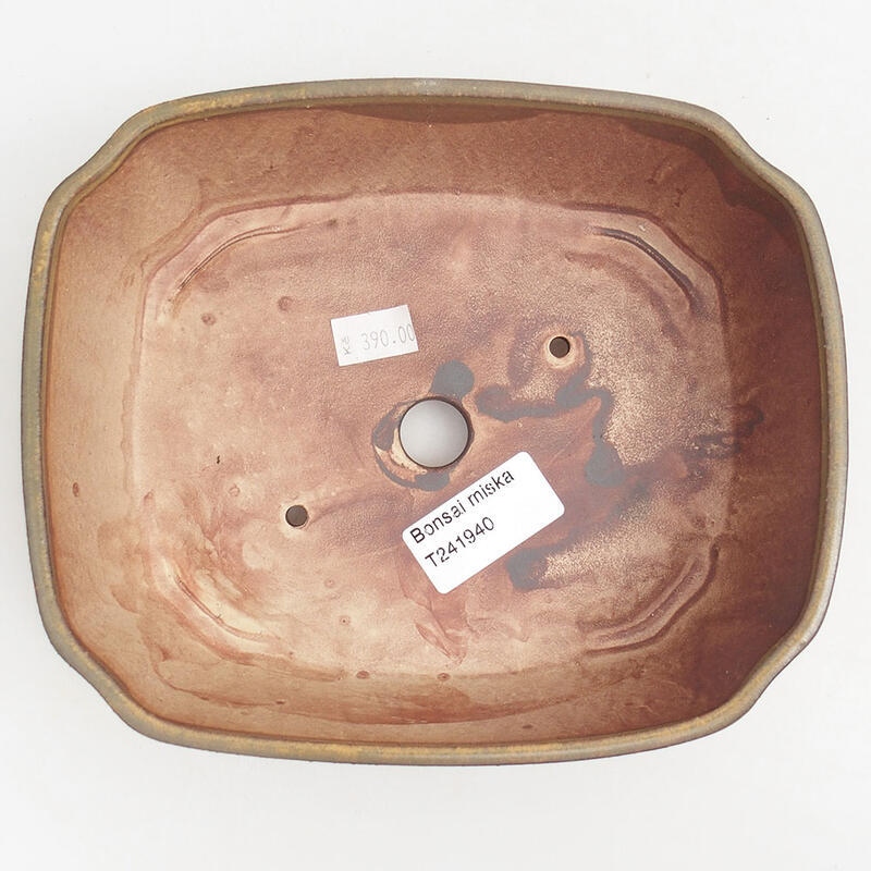 Keramik-Bonsaischale 17,5 x 14,5 x 5,5 cm, Farbe braun