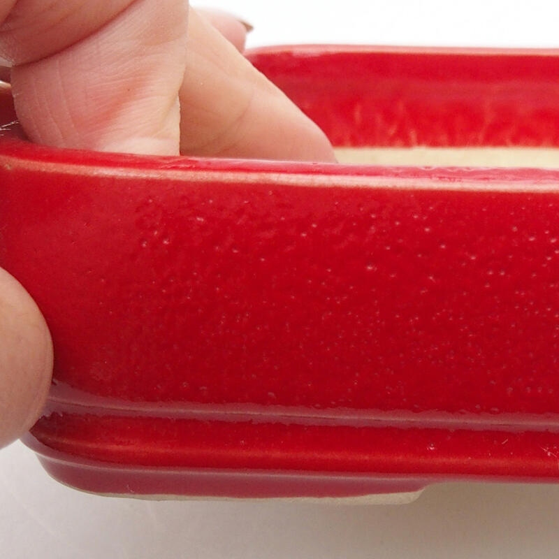 Keramik-Bonsaischale 17 x 12,5 x 4 cm, Farbe Rot
