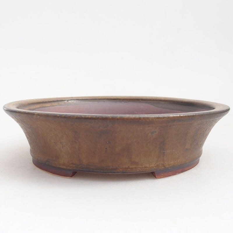 Keramik-Bonsaischale 18,5 x 17 x 4,5 cm, Farbe braun