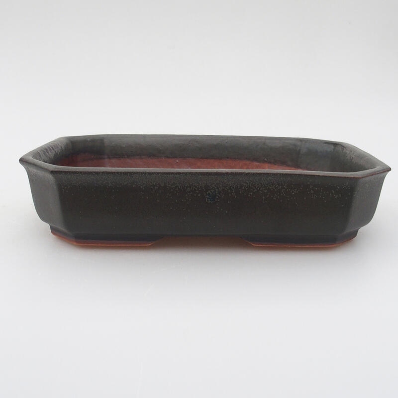 Keramik-Bonsaischale 18 x 13,5 x 4 cm, Farbe grau