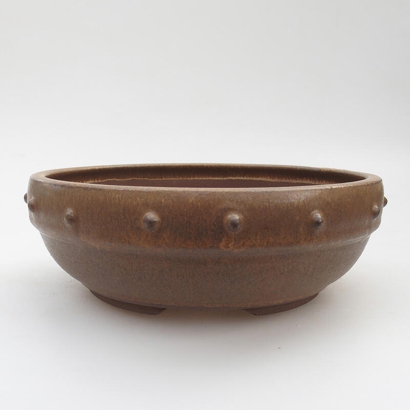 Keramik-Bonsaischale 18 x 18 x 6 cm, Farbe braun