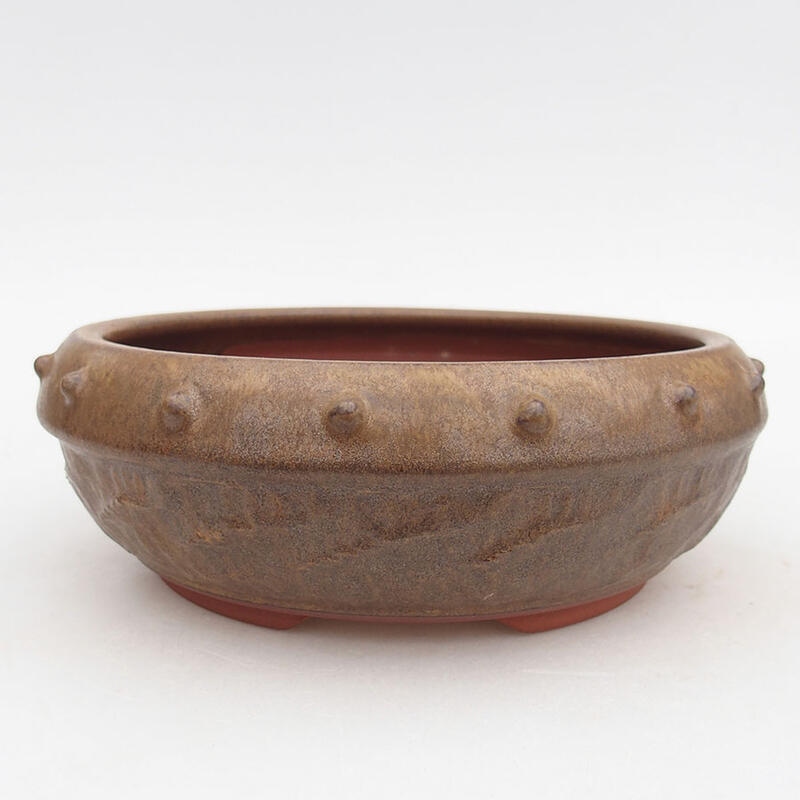 Bonsaischale aus Keramik 19 x 19 x 7 cm, braune Farbe