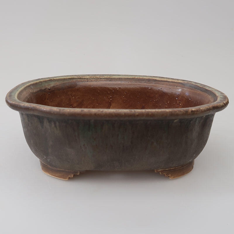 Keramik-Bonsaischale 20 x 16 x 6,5 cm, Farbe grün-schwarz