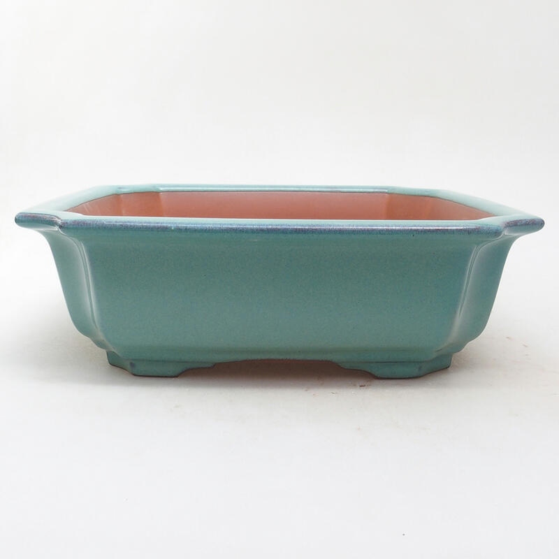 Bonsaischale aus Keramik 21,5 x 21,5 x 6,5 cm, Farbe grün