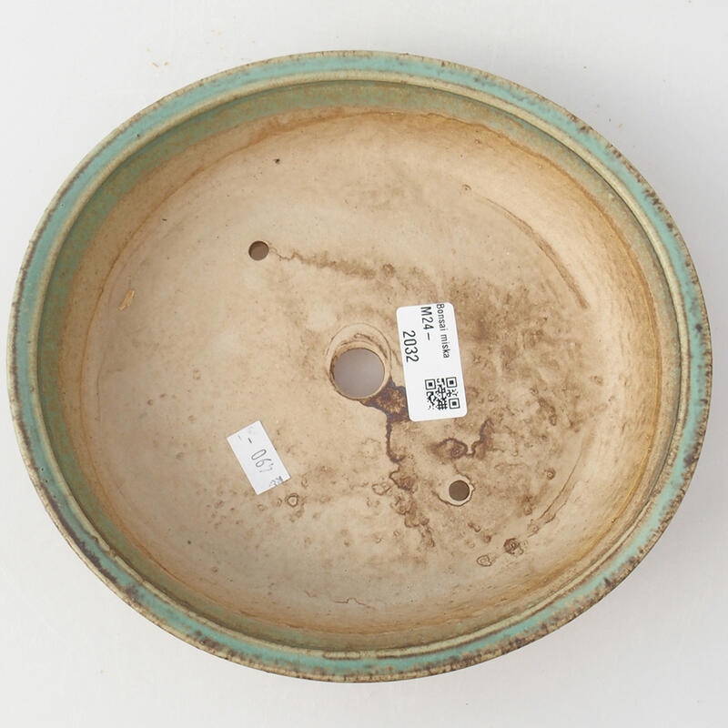 Keramik-Bonsaischale 21 x 19 x 5 cm, Farbe grün