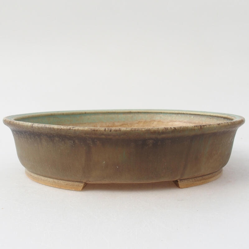 Keramik-Bonsaischale 21 x 19 x 5 cm, Farbe grün