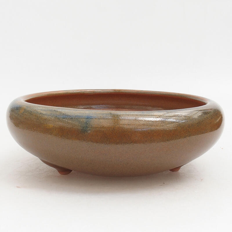 Keramik-Bonsaischale 21 x 21 x 6,5 cm, Farbe braun