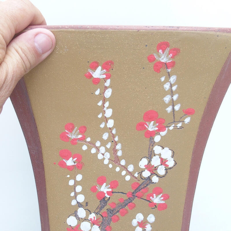 Bonsaischale aus Keramik 23 x 23 x 30 cm, Farbe braun