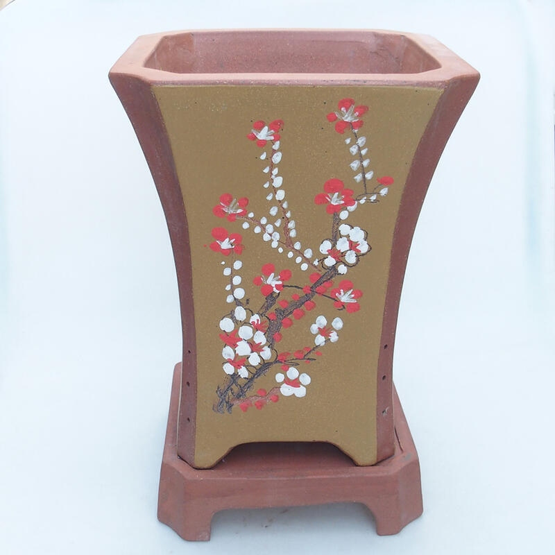 Bonsaischale aus Keramik 23 x 23 x 30 cm, Farbe braun