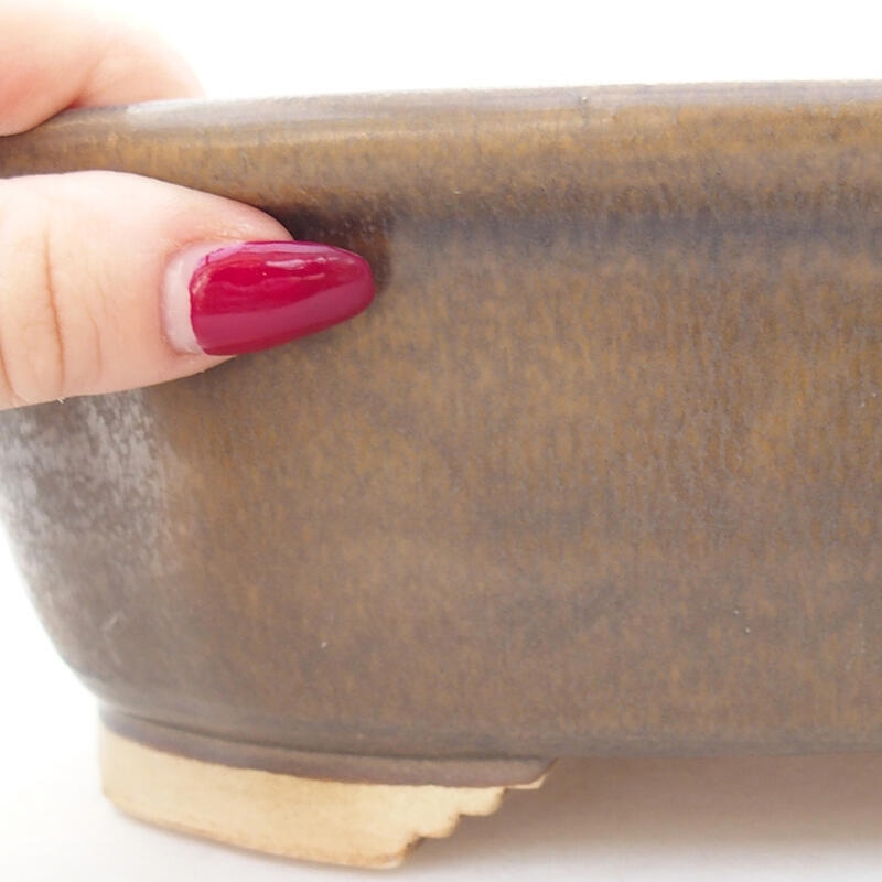 Bonsaischale aus Keramik 25 x 21 x 7,5 cm, braune Farbe