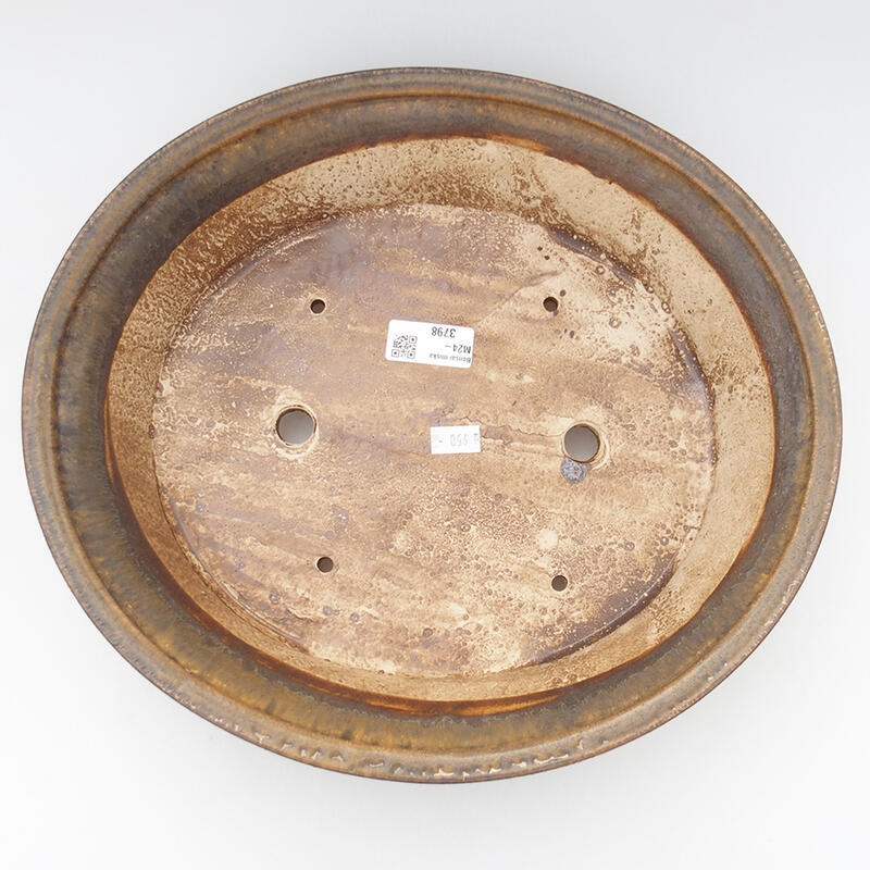 Bonsaischale aus Keramik, 32 x 29 x 7,5 cm, Farbe braun