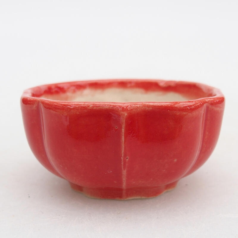 Bonsaischale aus Keramik, 5,5 x 5,5 x 3 cm, Farbe: rot