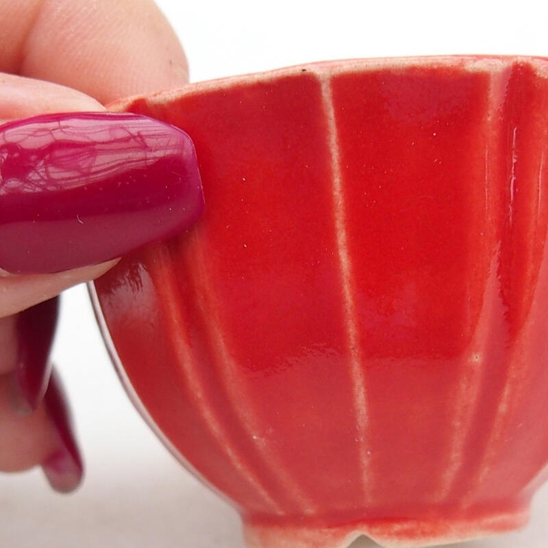 Bonsaischale aus Keramik, 5 x 5 x 3,5 cm, Farbe: rot