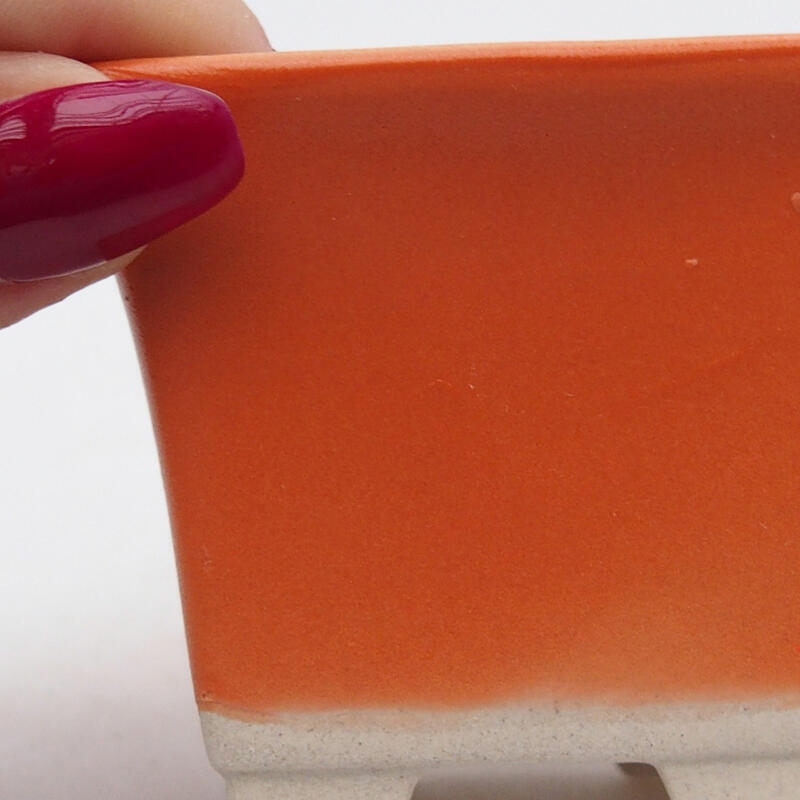 Bonsaischale aus Keramik 6,5 x 6,5 x 5 cm, orange Farbe