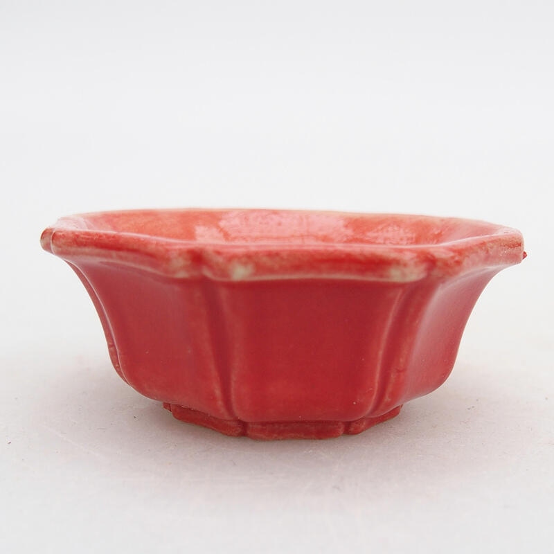 Bonsaischale aus Keramik, 6 x 6 x 2,5 cm, Farbe: rot