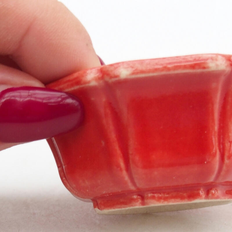 Bonsaischale aus Keramik, 6 x 6 x 2,5 cm, Farbe: rot
