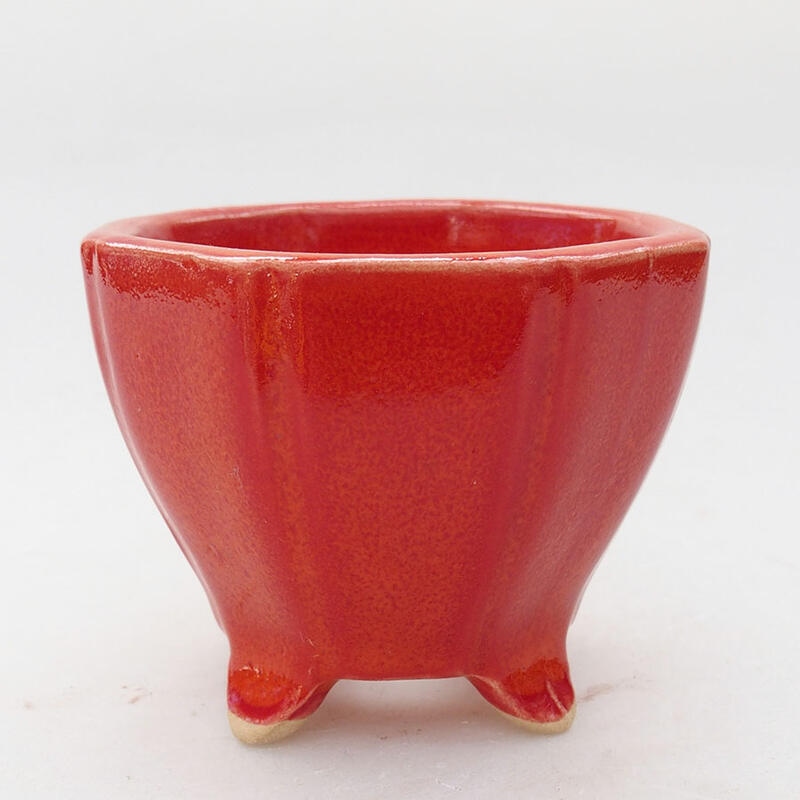 Keramik-Bonsaischale 7,5 x 7,5 x 6,5 cm, Farbe Rot