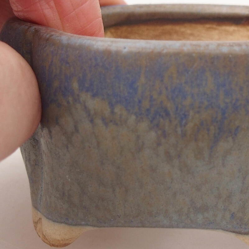 Keramik-Bonsaischale 7,5 x 7 x 4 cm, Farbe Blau