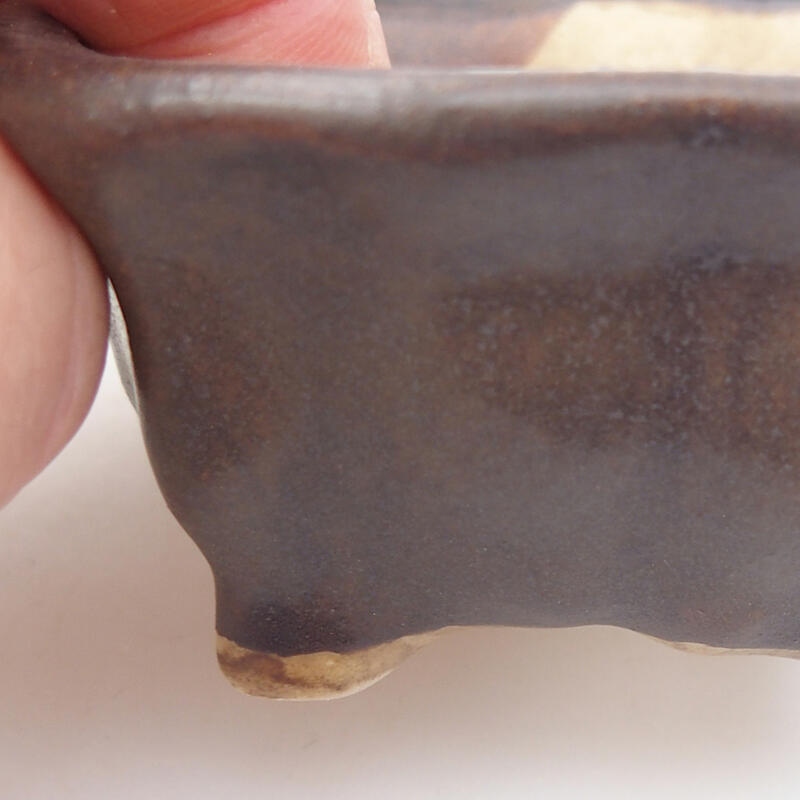 Keramik-Bonsaischale 7 x 6,5 x 3,5 cm, Farbe braun