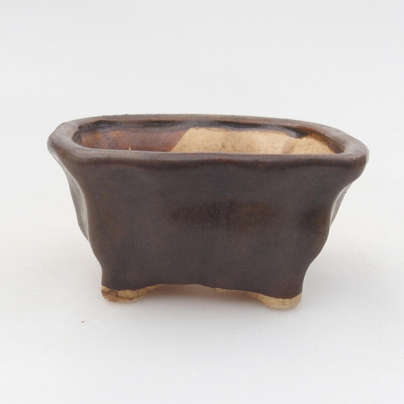 Keramik-Bonsaischale 7 x 6,5 x 3,5 cm, Farbe braun