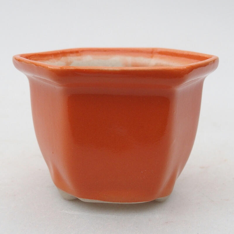 Bonsaischale aus Keramik, 7 x 6,5 x 5 cm, orange Farbe