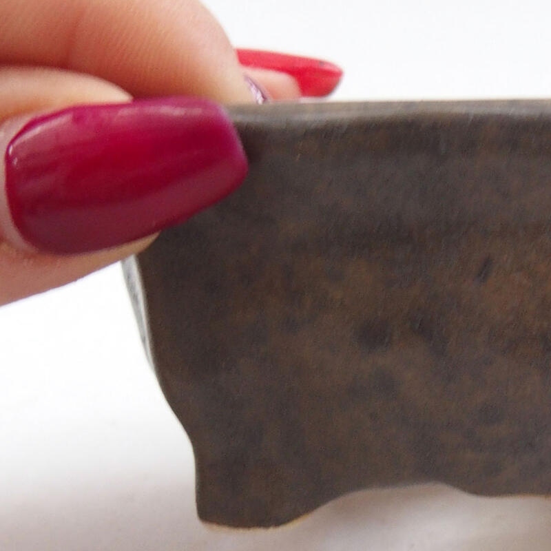 Keramik-Bonsaischale 7 x 7 x 3,5 cm, Farbe braun