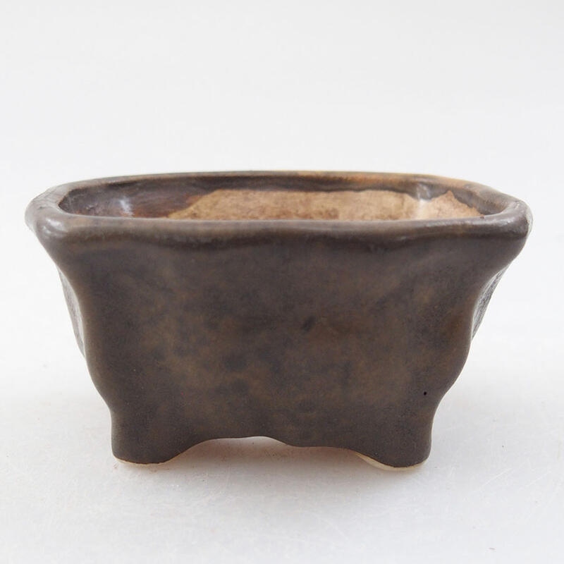 Keramik-Bonsaischale 7 x 7 x 3,5 cm, Farbe braun