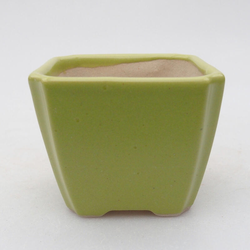 Bonsaischale aus Keramik, 7 x 7 x 6 cm, Farbe grün