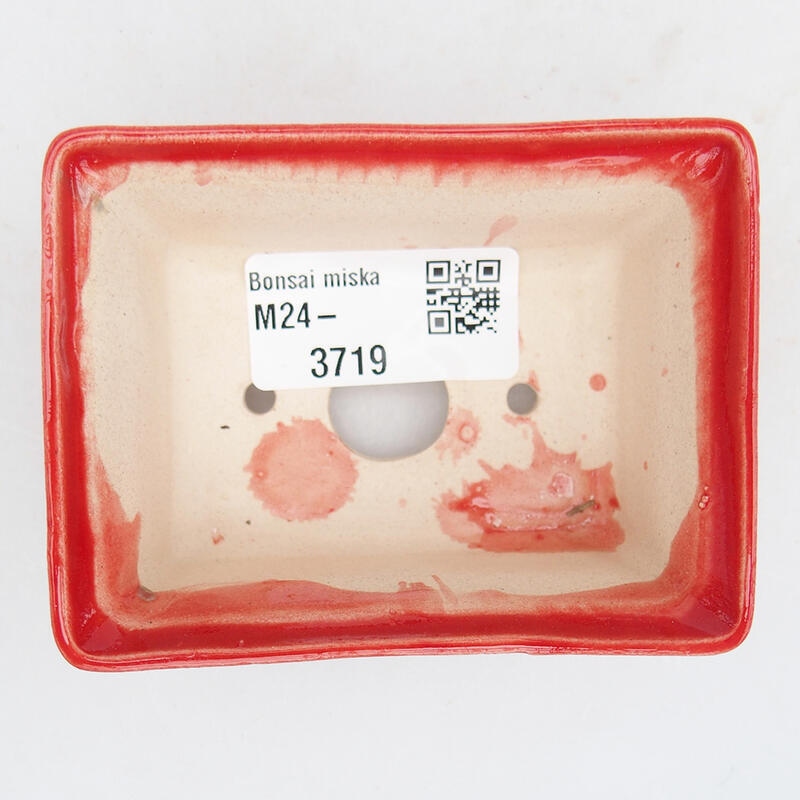 Keramik Bonsai Schale 8,5 x 6 x 3,5 cm, rot
