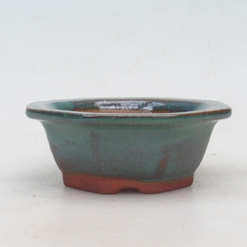 Bonsaischale aus Keramik 8,5 x 8,5 x 3,5 cm, Farbe grün