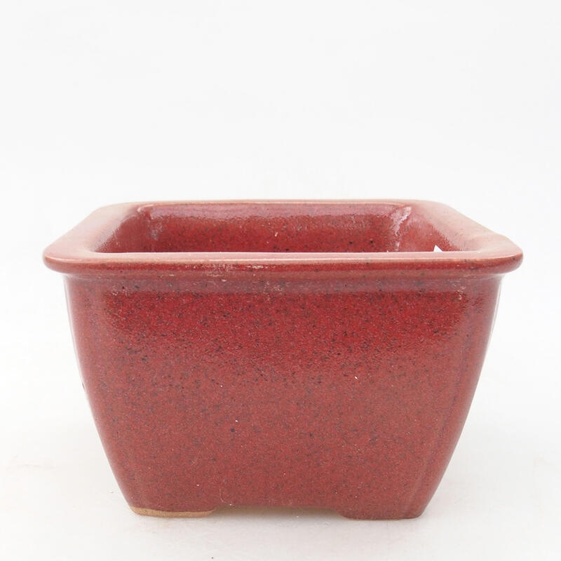Keramik-Bonsaischale 8,5 x 8,5 x 5,5 cm, Weinfarbe