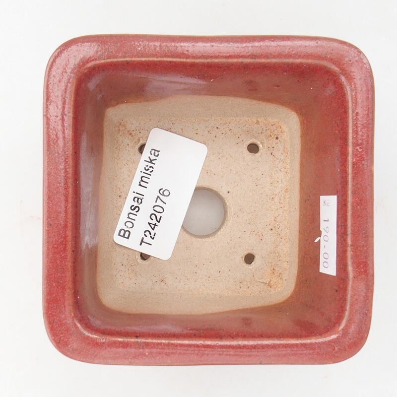 Keramik-Bonsaischale 8,5 x 8,5 x 5,5 cm, Weinfarbe