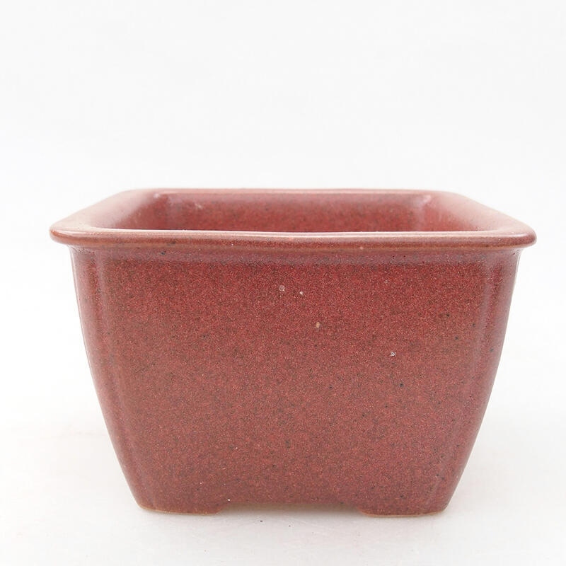 Keramik-Bonsaischale 8,5 x 8,5 x 5,5 cm, Weinfarbe