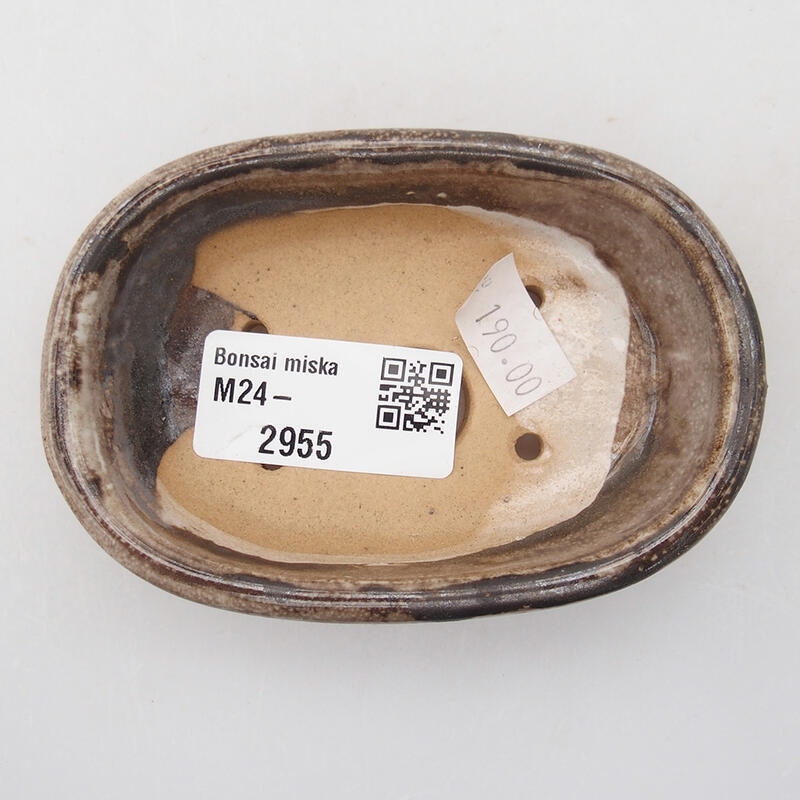Keramik-Bonsaischale 9,5 x 6 x 2,5 cm, Farbe braun